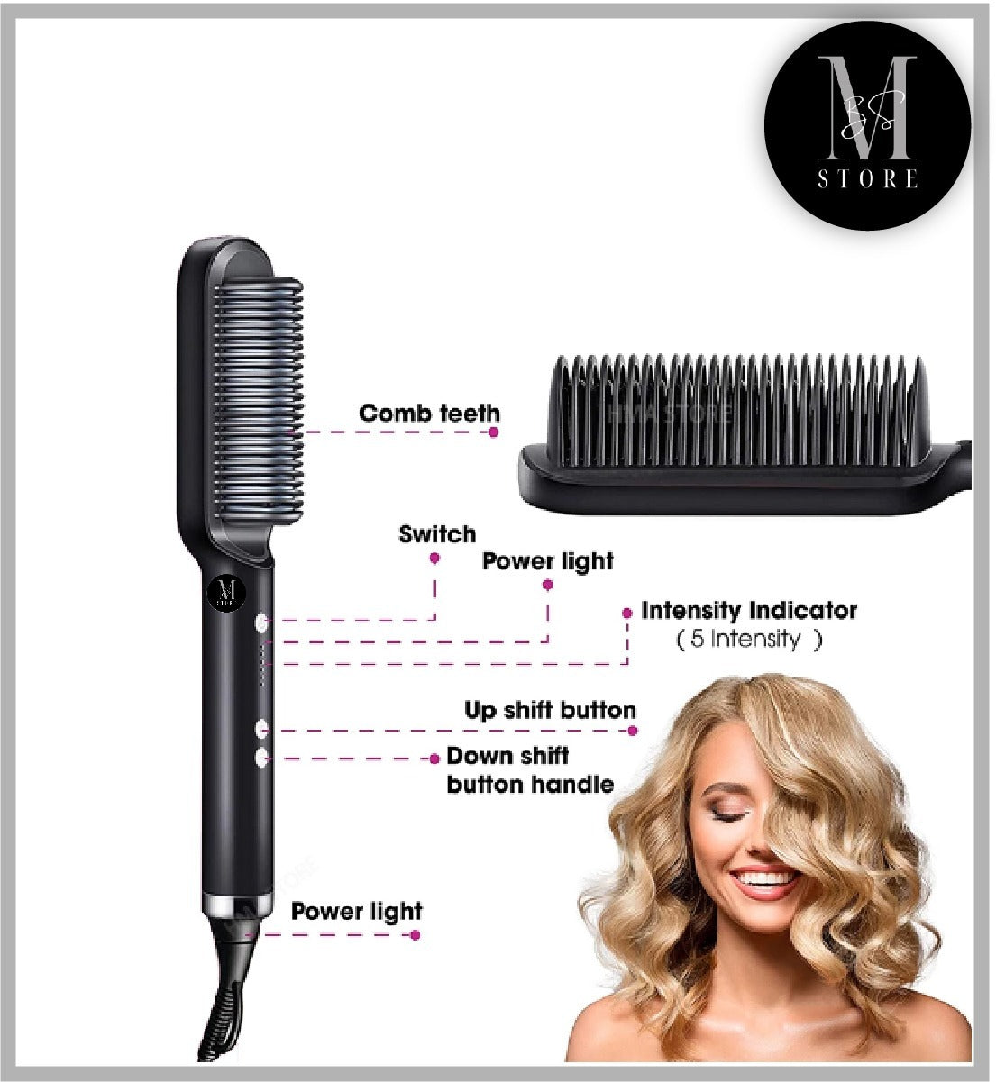 Electric Hair Straightening & Curling Brush