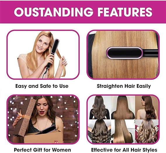 Electric Hair Straightening & Curling Brush
