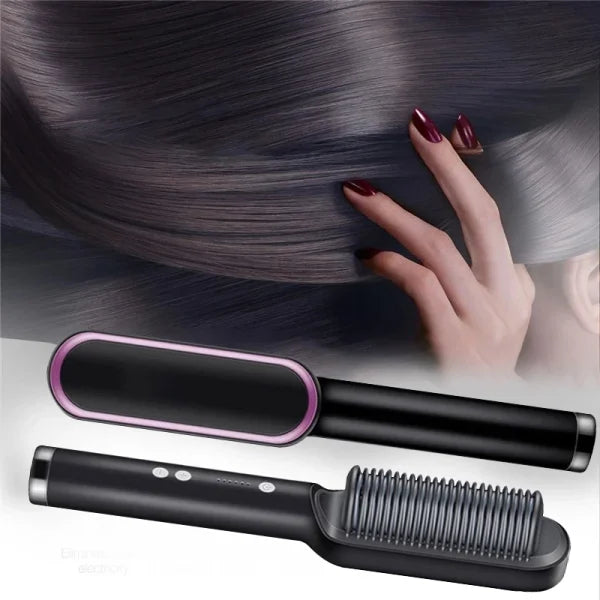 Electric Hair Straightening & Curling Brush