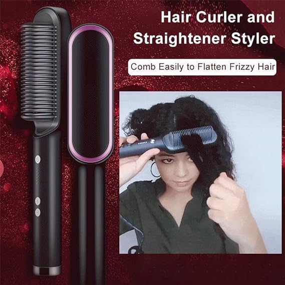 Electric Hair Straightening & Curling Brush