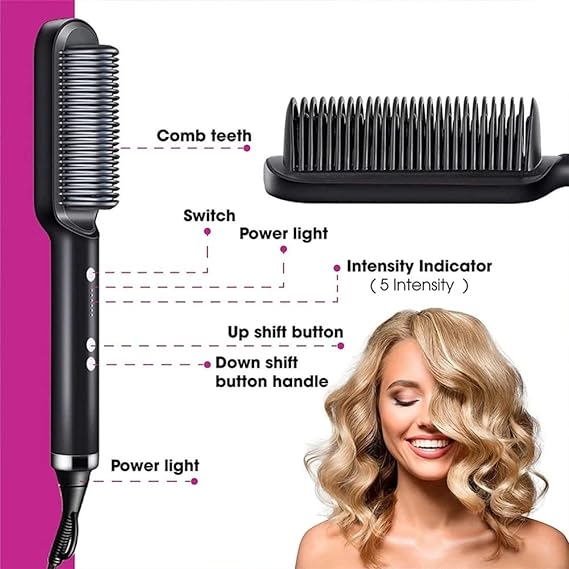 Electric Hair Straightening & Curling Brush